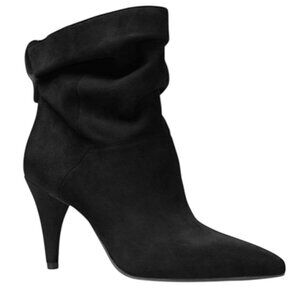 Michael Kors Black Slouchy Boots Mid Calf Carey Suede Pointed Toe Logo Size 9